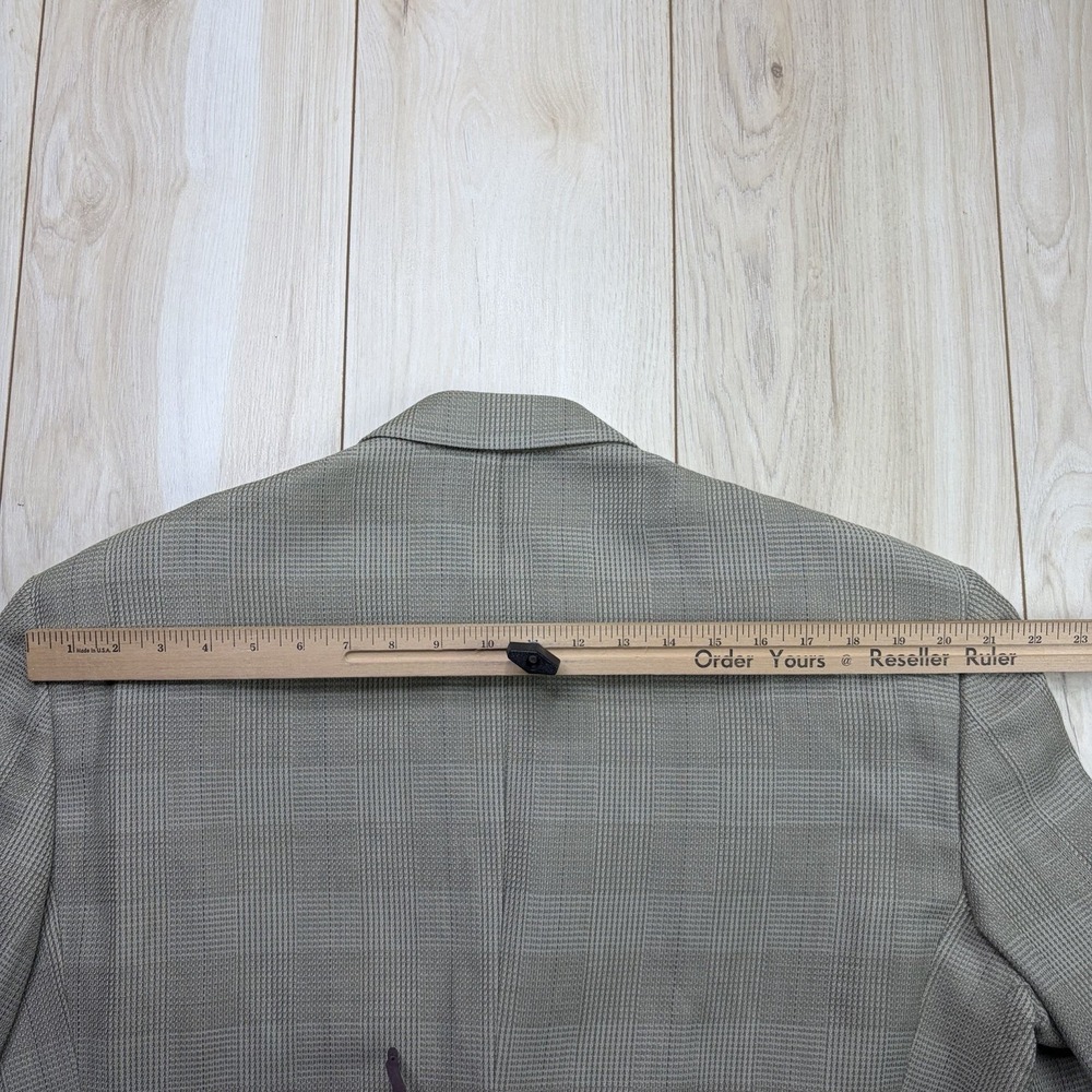 MANI Wool Linen Glen Plaid Striped Double Breasted Blazer Mens 44L Made In Italy - Picture 9 of 12